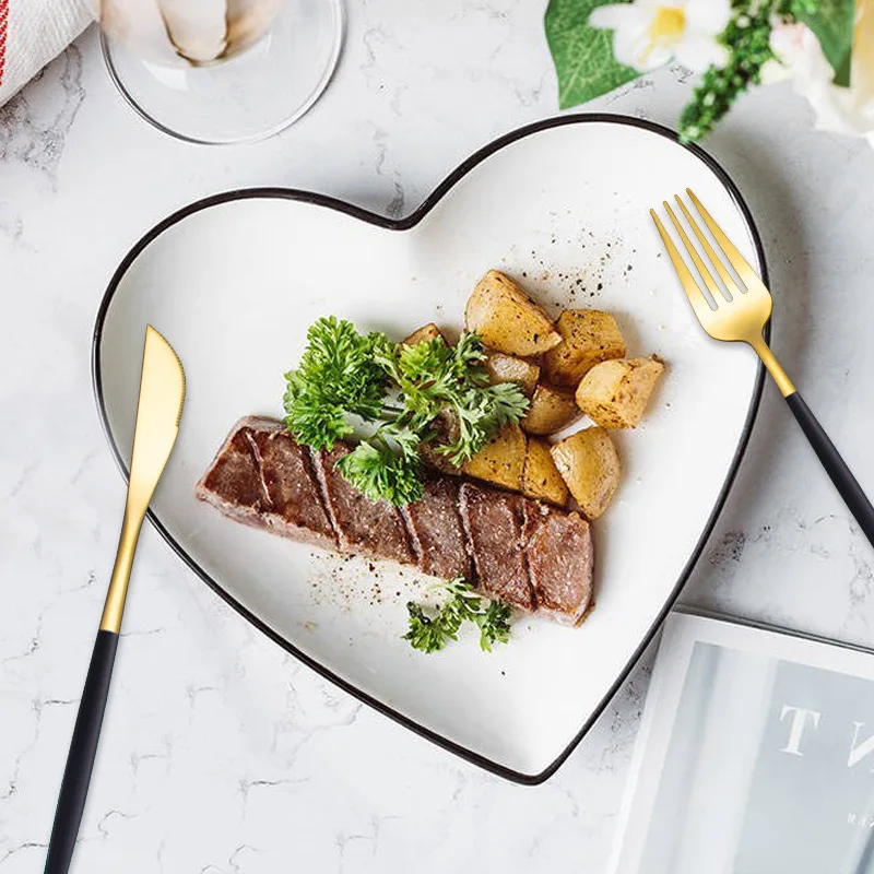 

4Pcs/Set Stainless Steel Dinner Black Gold Dinnerware Set Knife Fork Coffee Spoon Cutlery Set Kitchen Tableware Silverware Sets