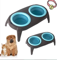 double cat bowl dog bowl foldable eco pet silicone feeding cat water bowl for cats food pet bowls for dogs feeder product supply