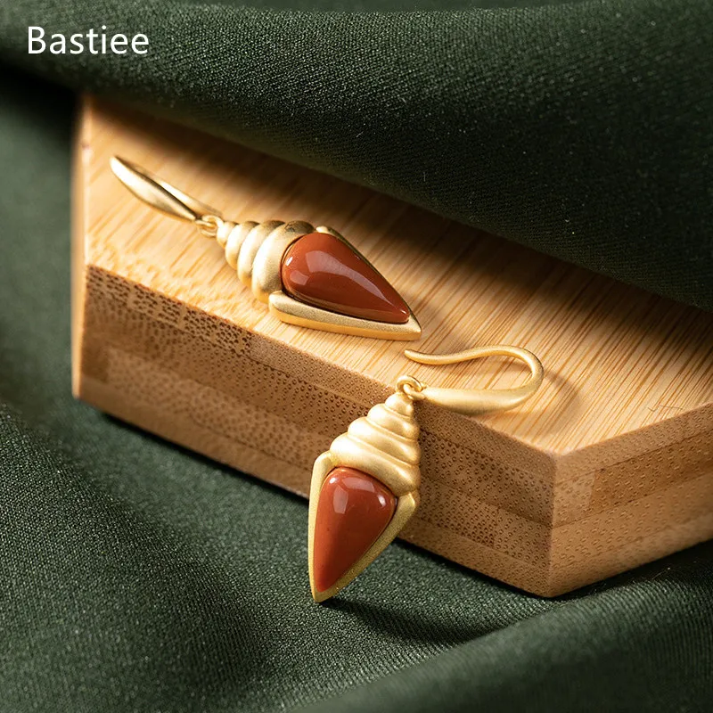 

Bastiee Earings Fashion Jewelry 925 Sterling Silver Earrings Gifts For Women Drop Earrings Vintage Red Agate Silver