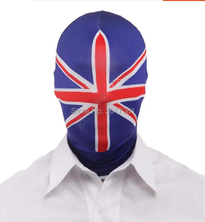 Великобритания Национальный флаг Маска Спандекс для взрослых унисекс Zentai