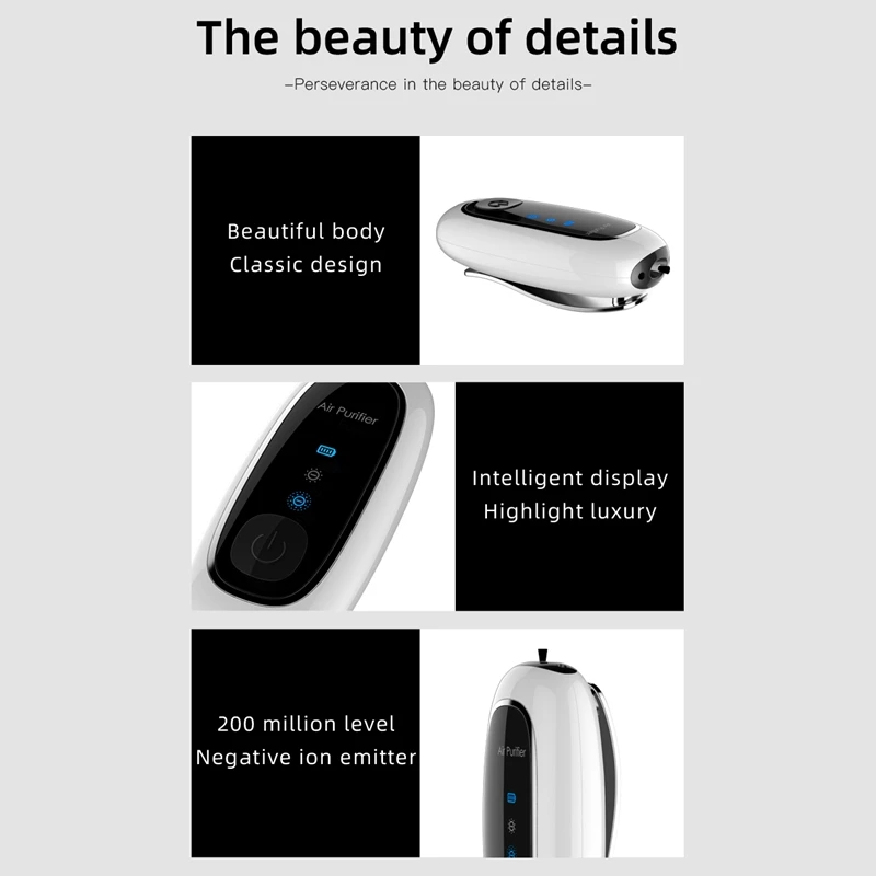 

2 Pcs Mini Air Purifier Fashionable Personal Wearable Lavalier Type Rechargeable Portable Negative Ion Purifier