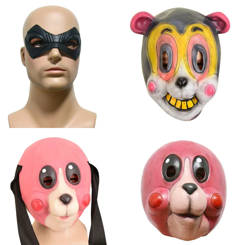 

Takerlama Cosplay Mask Full Face Cha Cha Latex Headwear Superhero Black Eye Mask Scary Fancy Party Props