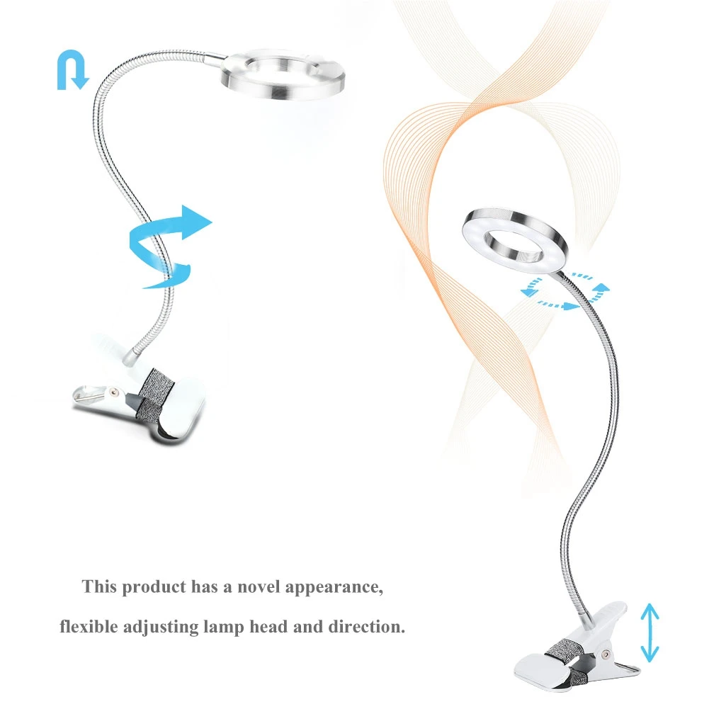 Светодиодный светильник Настольная лампа с зажимом USB Алюминий настольная