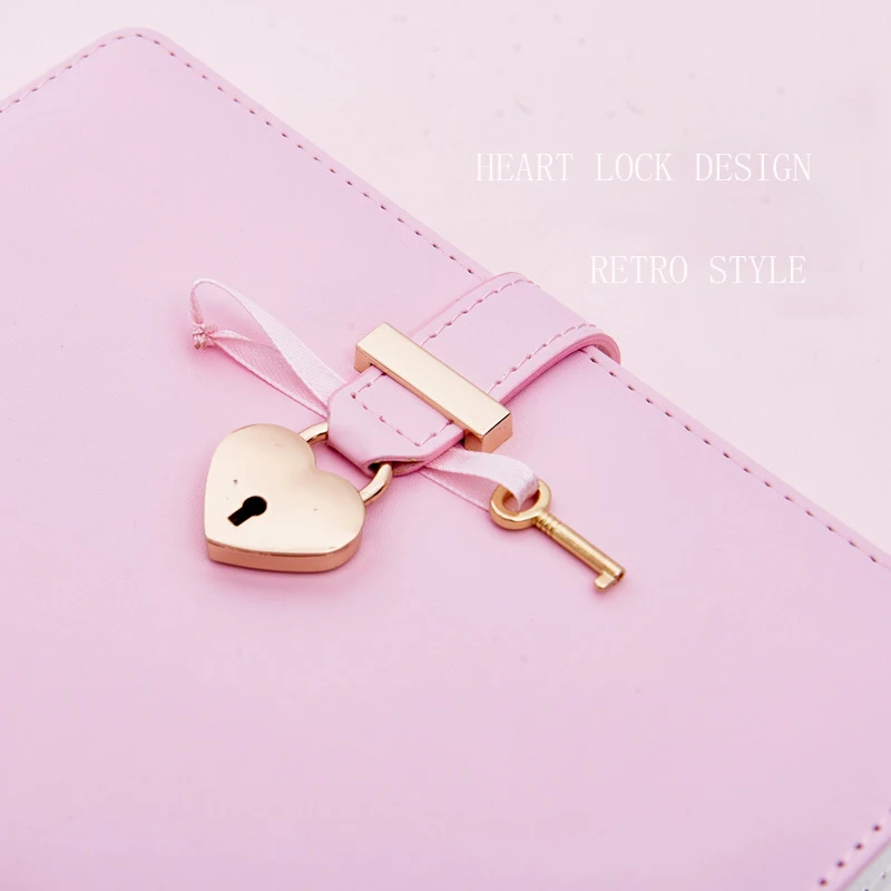 2021 New A5 Girl Powder Fashion Simple Pure Color Heart Lock Calendar Notebook Essential Gift Stationery For Friends And Lovers |