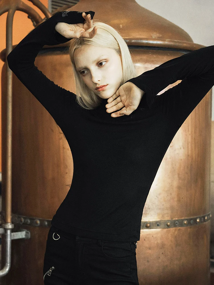 Панк рейв женские Готический Луна печатных высокой шеи с расклешенными рукавами