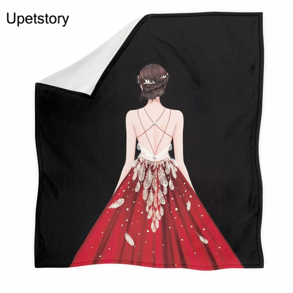 

Upetstory Princess Print Polyester Throw Blanket for Women 3D Lady View of Back Sherpa Blanket on Bed Fleece Blanket Sofa Cover