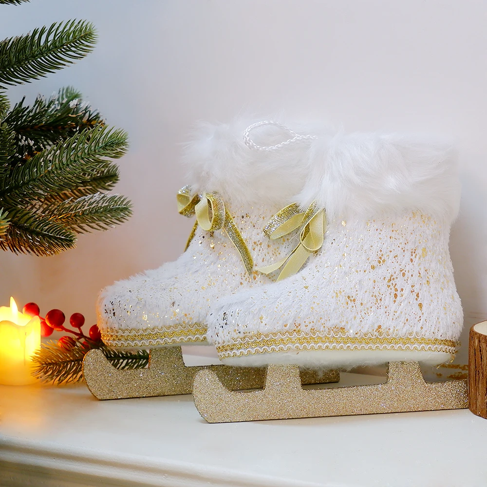 ABXMAS 1 пара Рождественские елки коньки из пеньковой веревки украшения для дома