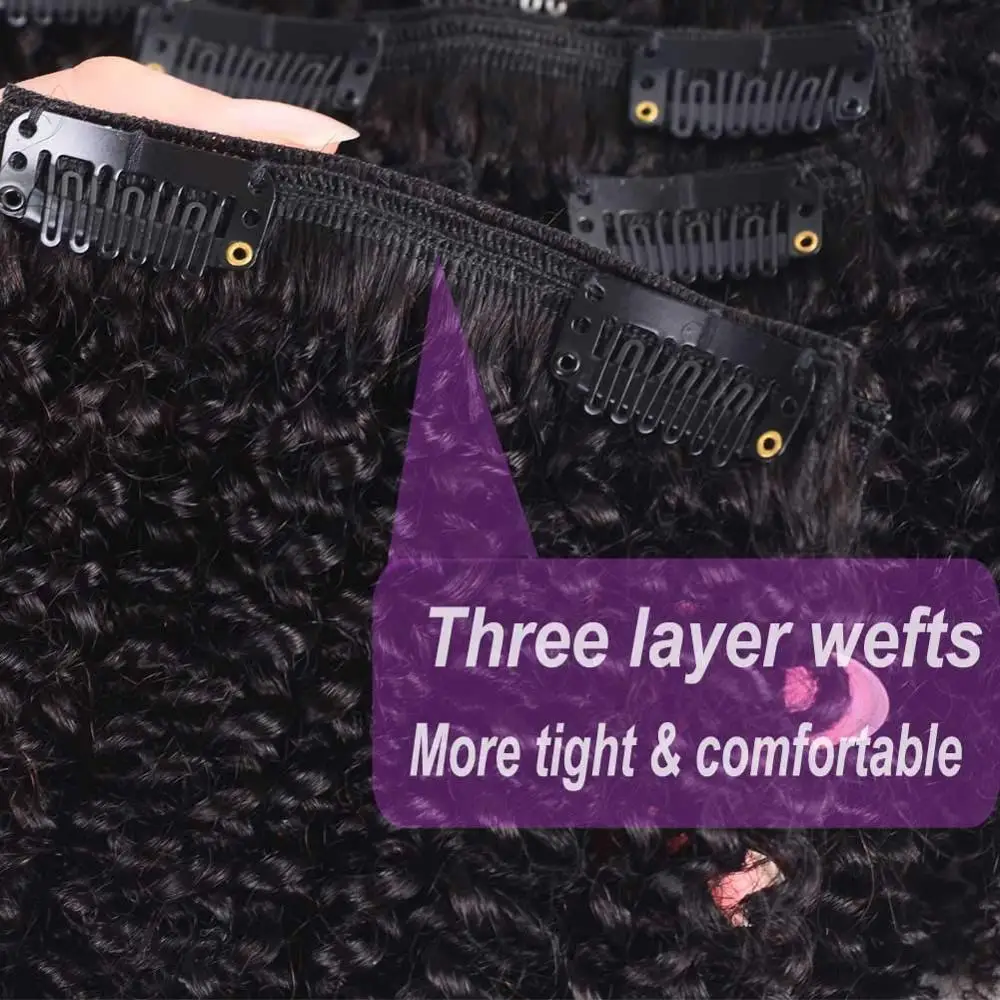 ShowCoco заколка для волос наращивание человеческих афро курчавые вьющиеся клипсы