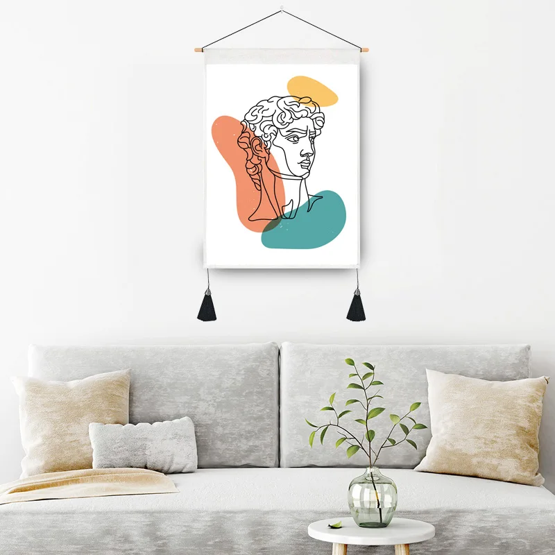 Classical Renaissance abstract art style of David and others hanging cloth wall background living room decoration be | Дом и сад