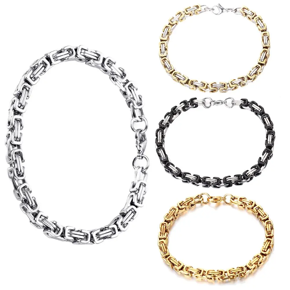 Мужской браслет рокер из нержавеющей стали Подарочный с цепочкой идеальный