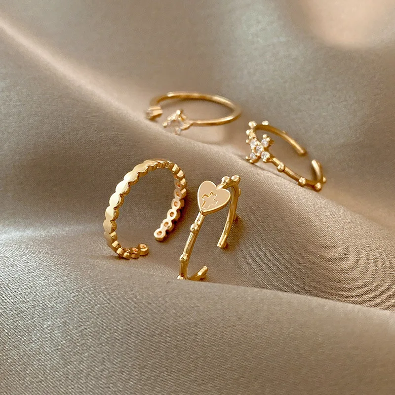 

Adjustable Love Heart Rings Princess Tiara Gold Sparkling Crystal Ring for Women Engagement Jewelry Anniversary