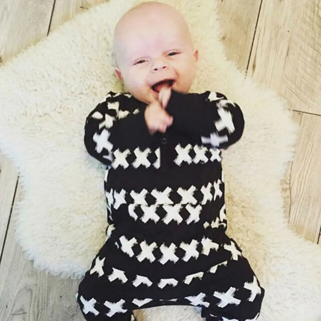 Детская одежда с длинными рукавами Детский комбинезон круглым вырезом и