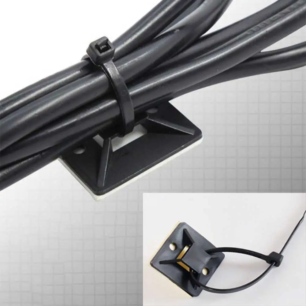 

100 Pack Cable Tie Adhesive Mounts Self Adhesive Zip Tie Base Holders with Multi-purpose for Wire Clips Cable Management