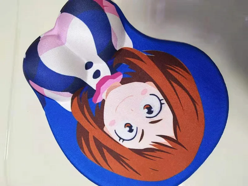 Популярный коврик для мыши OCHACO URARAKA силиконовый с 3D рисунком на груди и запястье