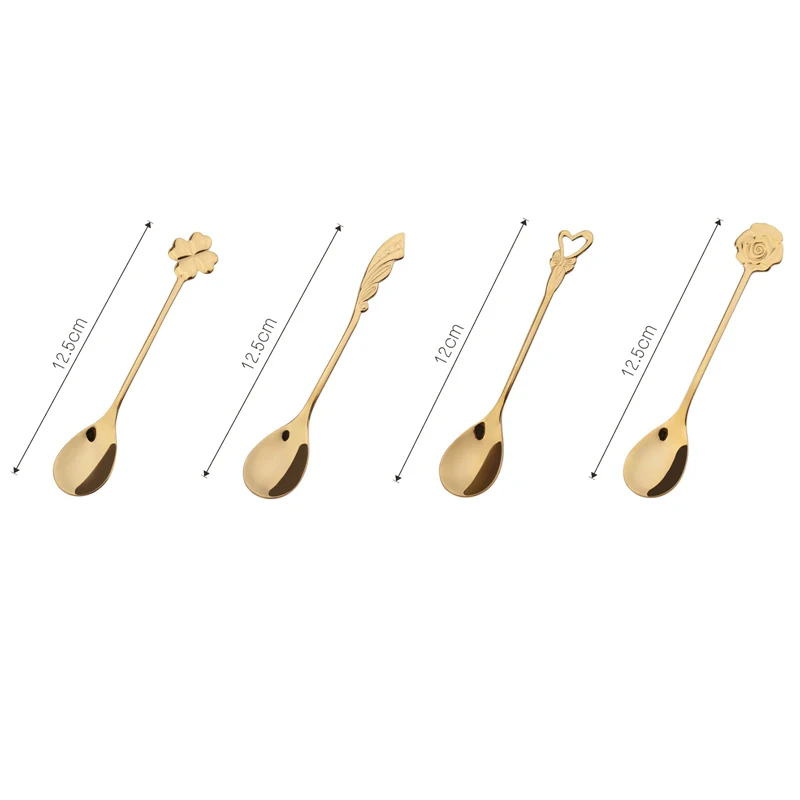 

Ice Cream Tea Stirring Engraving Spoons Retro Dessert Demitasse Espresso Spoons Set Cutlery Kitchen Tableware utensils