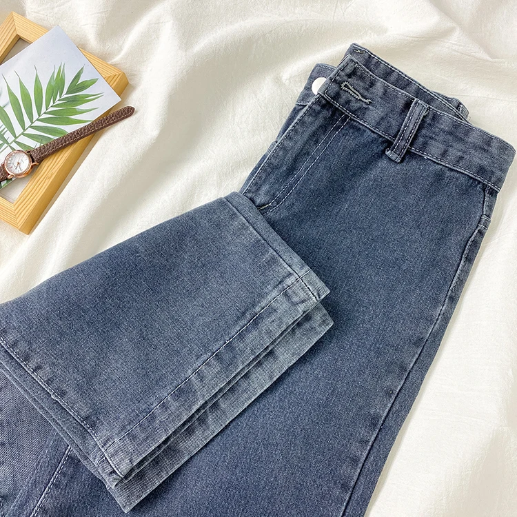 

SHIJAI 2021 Retro high waist jeans woman vintage vintage blue trousers wide leg pants loose chic long jean female spring summer