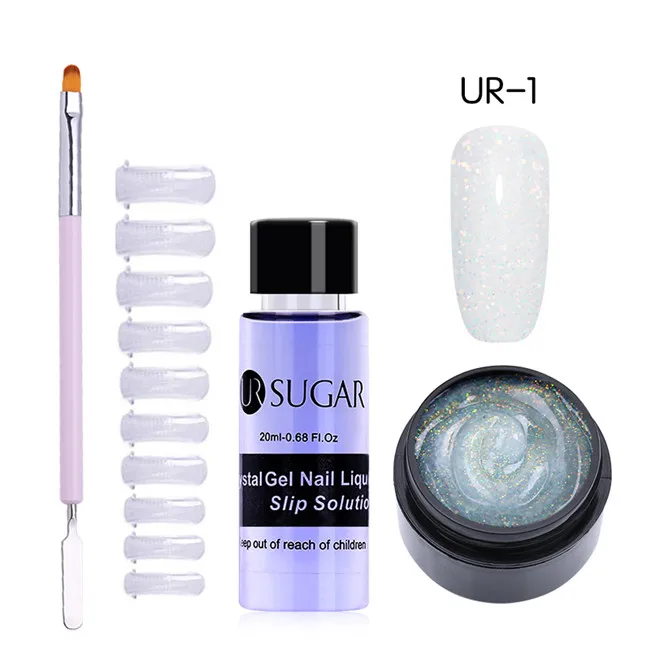 4pcs set1 UR SUGAR 15 мл Быстрый строительный поли гель продлевающий половой акт розовый блеск Замачивание от УФ СТРОИТЕЛЬ удлинение гель набор Типсы для маникюра палец расширение - Цвет: 4pcs set1