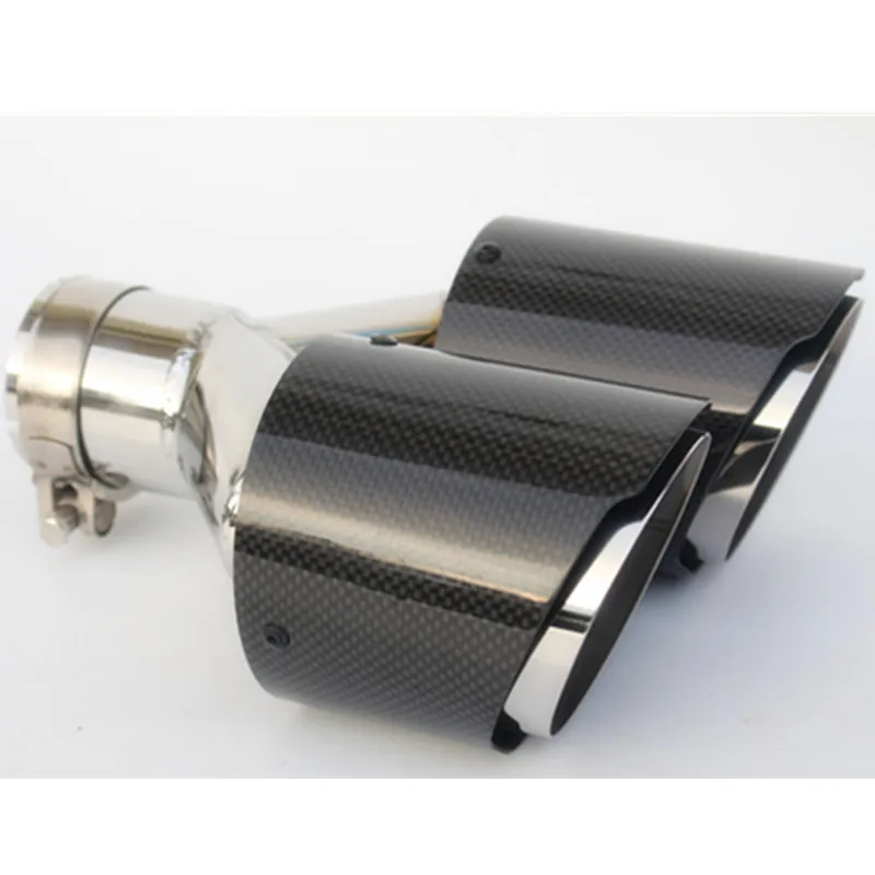 1 шт. Универсальный двойной выхлопной трубы Глянцевая для Akrapovic углеродное