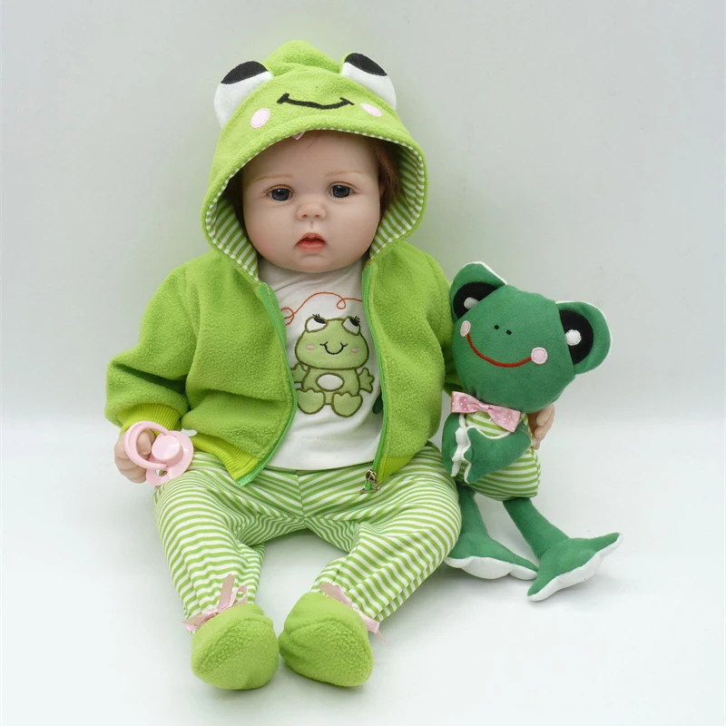 

55cm Soft Silicone Body Frog Reborn Baby and Doll Clothes Playmate Kids Toys Christmas Birthday Gift Photography Props