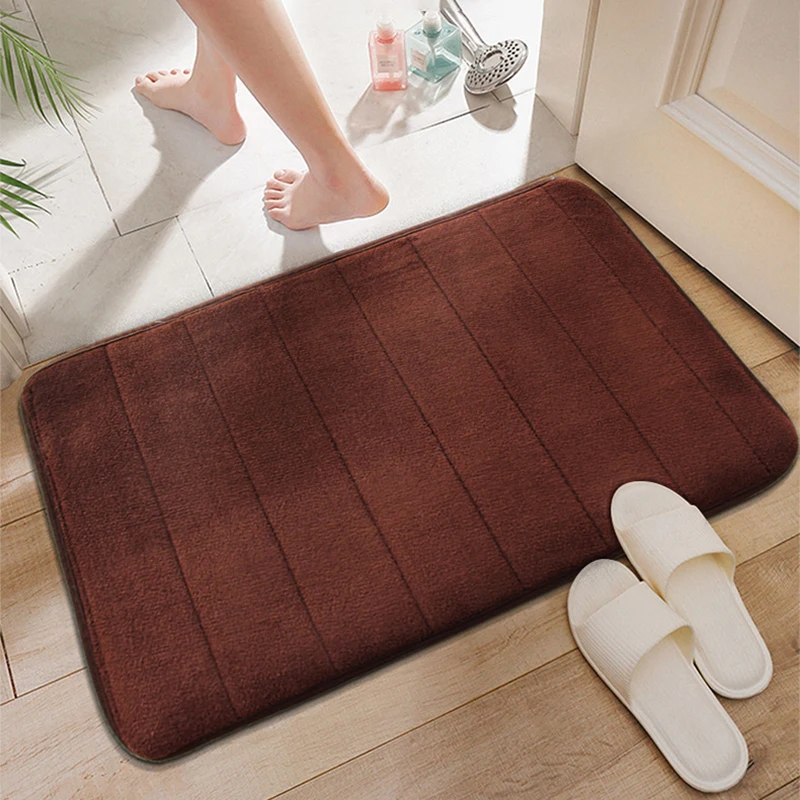 

Door Mat Pure Coral Velvet Bathroom Floor Mat Absorbent Rebound Cotton Comfortable Nordic Bedroom Living Room Door Simple Mat