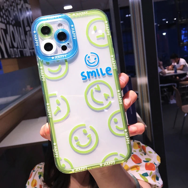 Cute Cartoon Smile Leopard Clear Phone Case For iPhone 14 Pro Max 13 12 11 XS XR X 7 8 Plus SE Transparent Soft Shockproof Cover