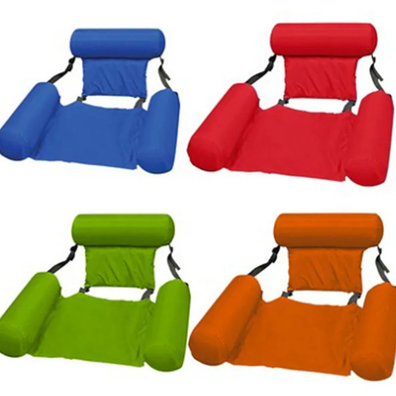 

Pool Water Sports Hammock PVC Summer Inflatable Foldable Floating Row Backrest Air Mattresses Bed Easy Carrying Lounger Chair