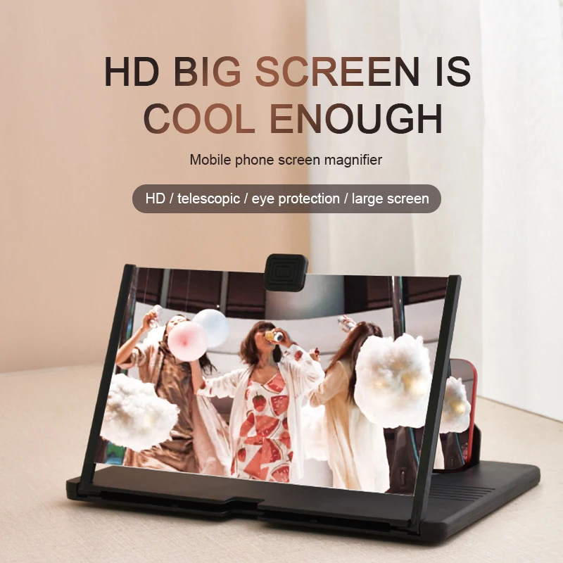 

12 Inch Folding Enlarged Phone Screen Magnifier Radiation Eye Protection 3D HD Video Amplifier Mobile Phone Stand Bracket Holder