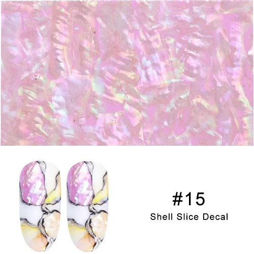 15 1Pc 3D Pearl Nails Polish Foils Glimmer Abalone Shell Pattern Nail Stickers Wraps Marble Mermaid DIY Nail Art Decoration - Цвет: 15