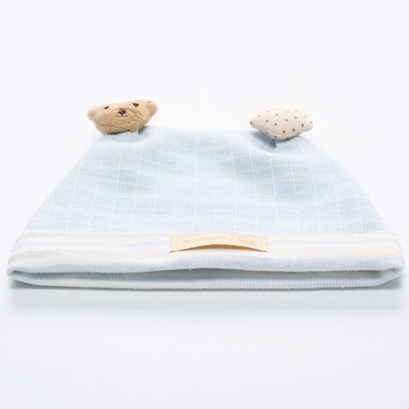 

T5EC 0-3 Months Baby Cotton Hat Cartoon Bear Stars Cute Boys Girls Beanie Winter Warm Newborn Infant for Boys Girls
