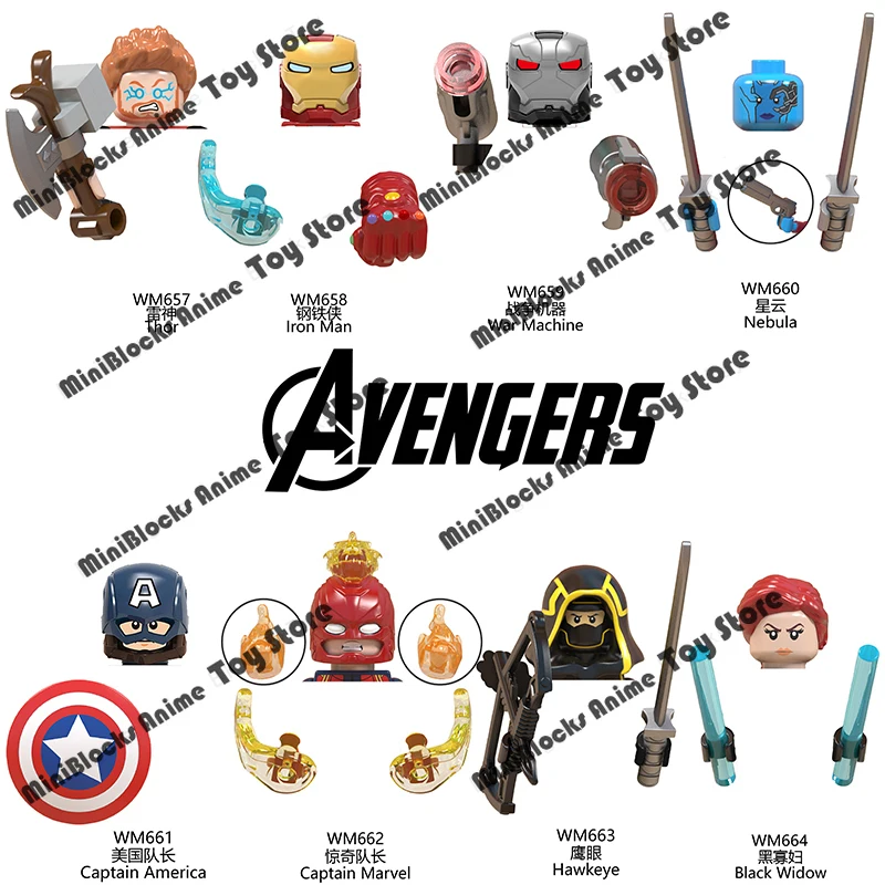 

WM6056 Marvel Avengers Buliding Blocks Bricks Movie TV Mini Action Figures Heads series Educational DIY Kids Toys Birthday Gifts