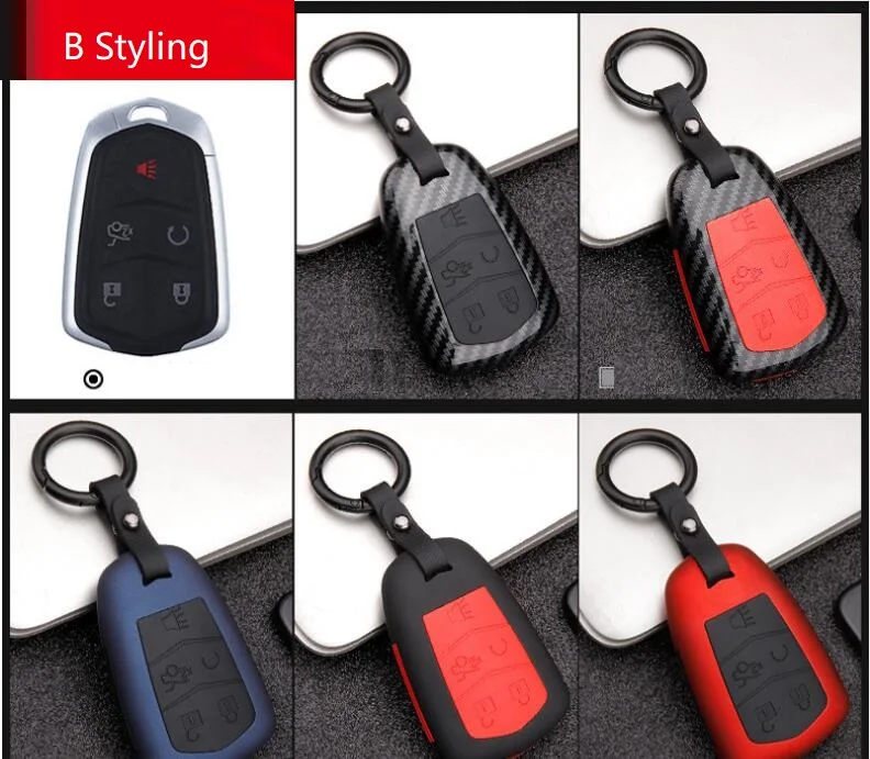 

Car Styling ABS Carbon fiber Car Remote Smart Key Case Cover Keychain For Cadillac XT5 XTS ATS CT6 CTS ATS 28T ATS-L SRX XLS