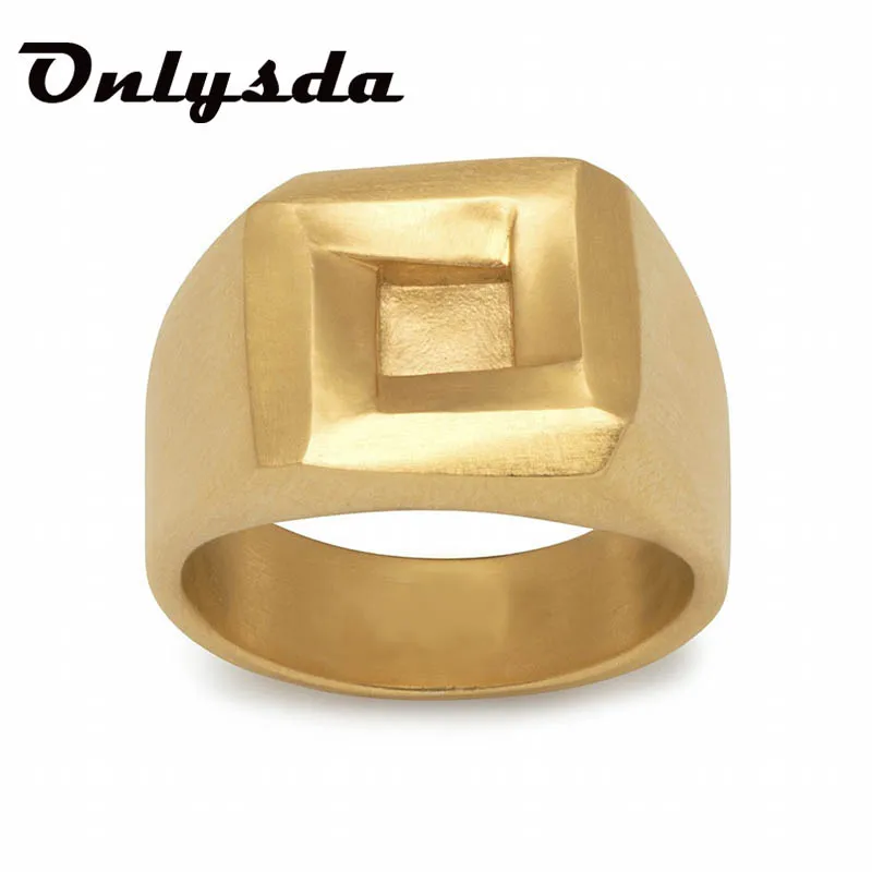 

Onlysda Stainless Steel Viking Square Gold Ring Vintage Hammer Retro Punk Jewelry Finger Man Wedding Coupon Jewelry OSR186