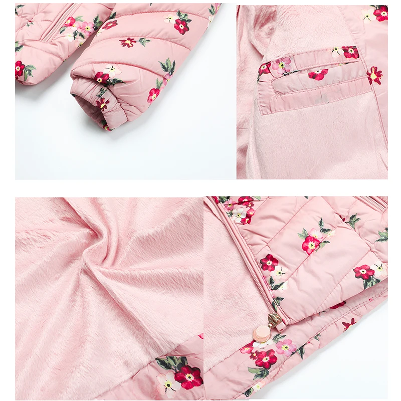 

KOCMOC Girls Children Outerwear Detachable Cap Winter Cotton Coats Kids Jacket For Age 2-16 Years Old 95821