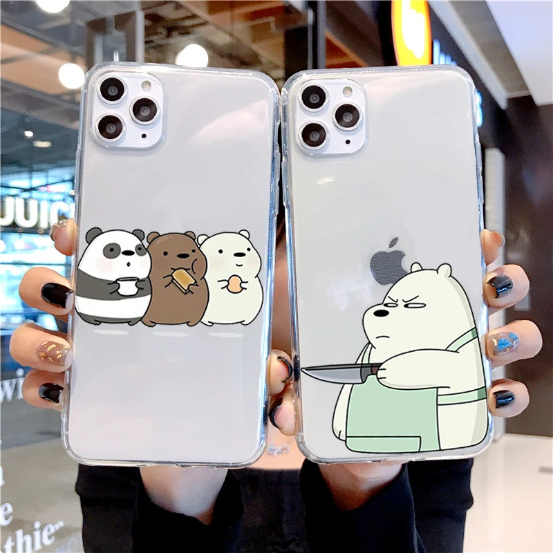 

Cute three little bears Transparent phone case for iPhone 12 mini 11 Pro X XR XS Max 6 7 8 plus se2020 Cartoons Silicone shell
