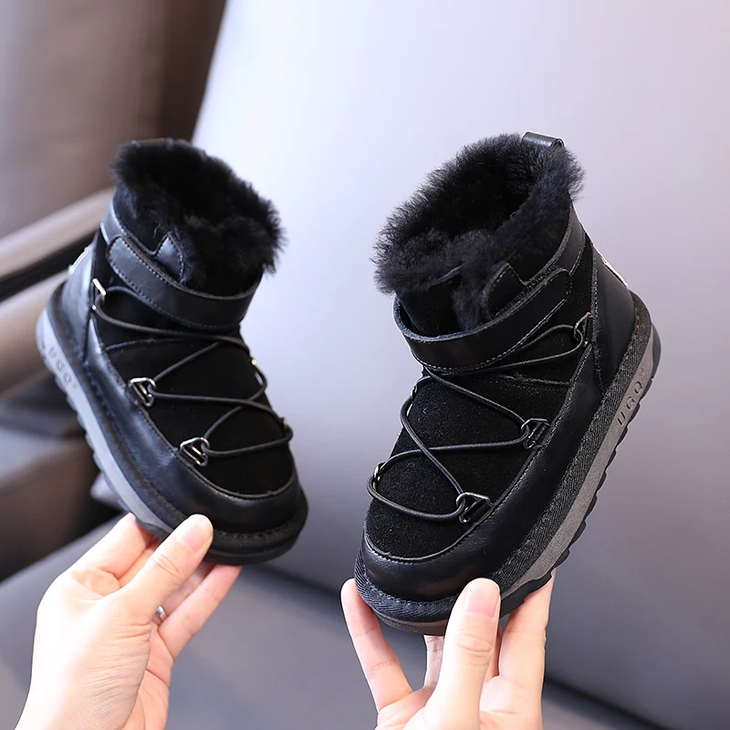 2021 новые зимние детские ботинки теплые из натуральной кожи на мягкой