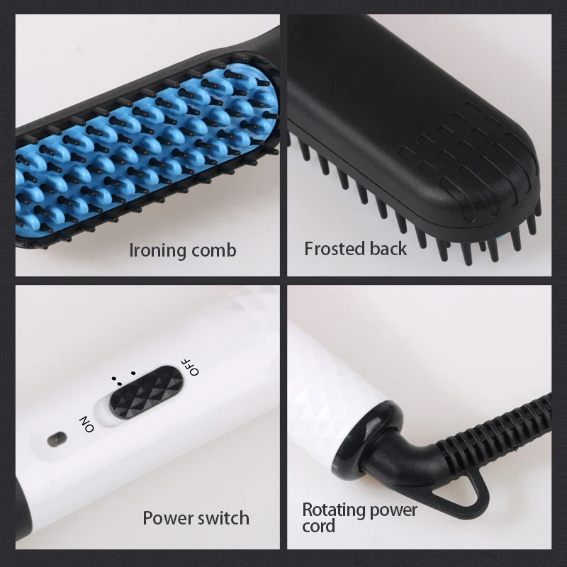

Ceramic Electric Hair Straightening Brush Hair Straightener Comb Men Beard Hot Comb for Wet & Dry Hair Care Styling Tools