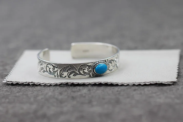 Открытый браслет из стерлингового серебра 925 пробы персонализированный ретро в