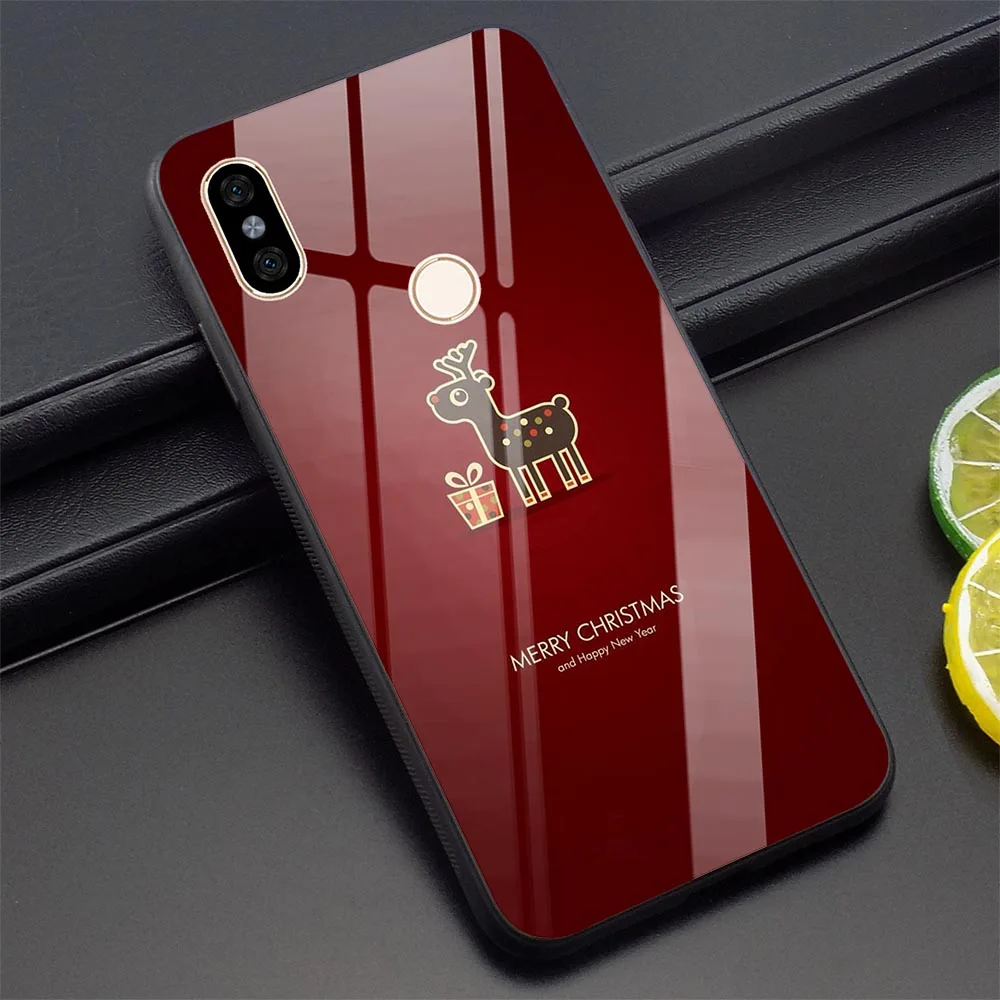 K3015612 Новогодний чехол для телефона Xiao mi Pocophone F1 Note 5 6 7 Pro Red mi 4X 6A mi A1 A2 8 Lite 9 из закаленного стекла - Цвет: K3015612