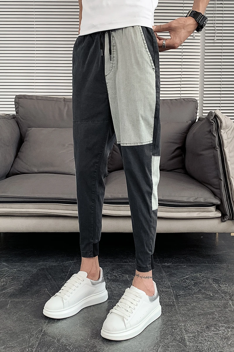 Лето 2020 тонкие джинсы Мужская модная уличная одежда джинсовые брюки мужские хип