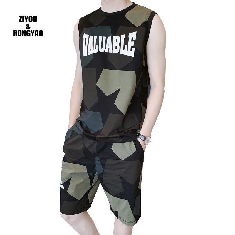 

2 шт., Мужская футболка с коротким рукавом и шорты