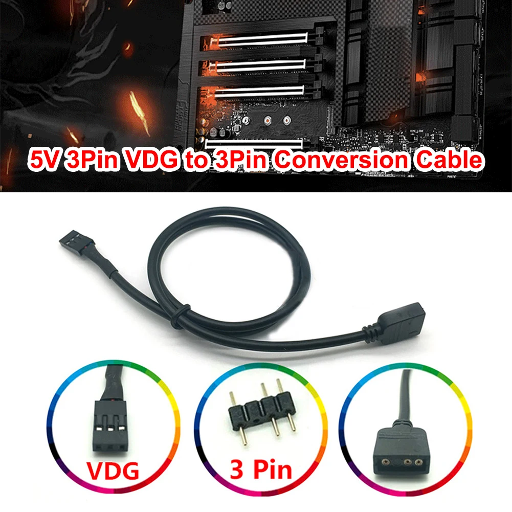 

30cm/50cm Motherboard SYNC Header Adapter Cable for Gigabyte RGB 5V VDG to 3 Pin Conversion Line Comes with a Male 3Pin Socket