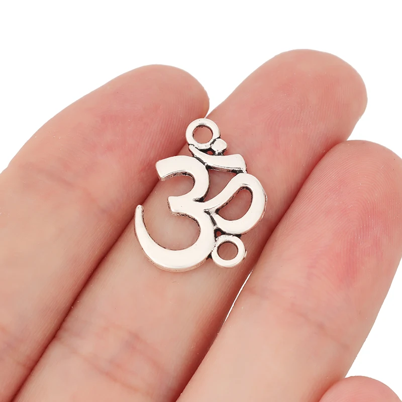 30 x Tibetan Silver OM AUM Yoga Connector Charms for Bracelet Jewelry Making Accessories 21x17mm