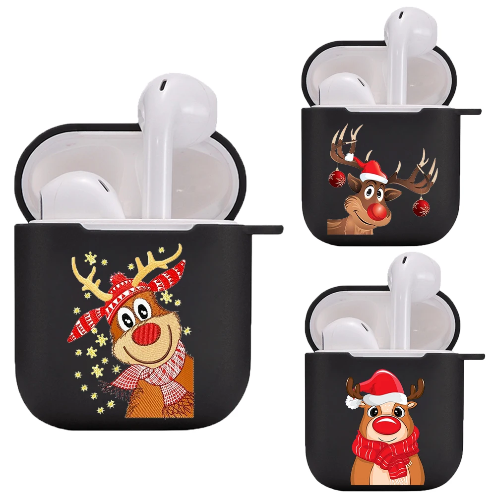 

Silicone cover for Airpods 1/2 Earphone Christmas deer cartoon cute soft Fundas Airpods Case Air Pods Charging Box Bags coque