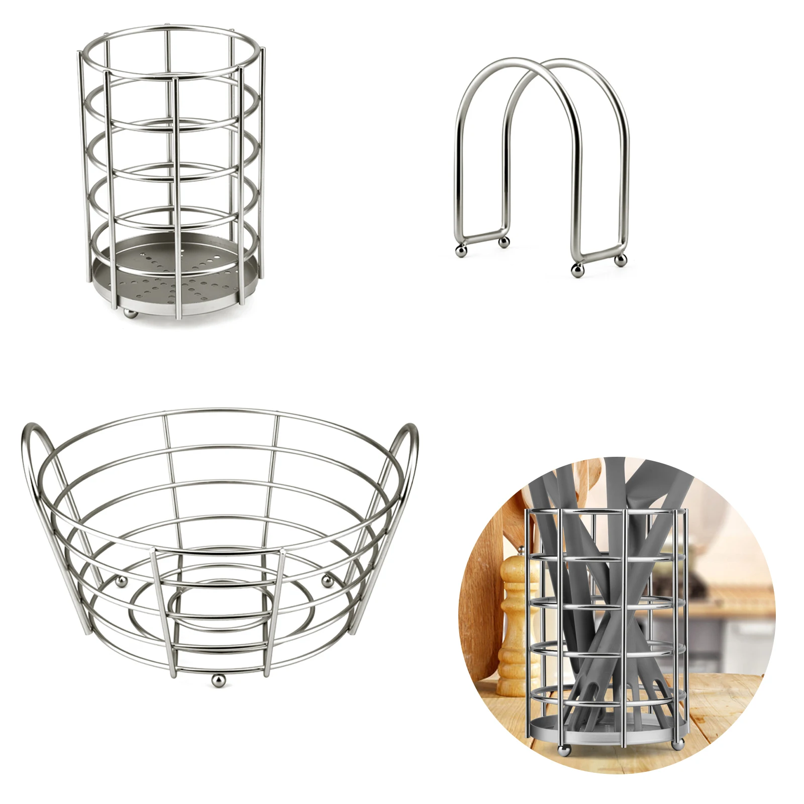 

3pcs Modern Iron Fruit Basket Fruit Container Bowl Home Creative Snacks Bread Storage Drain Basket Table Snacks Display Tray