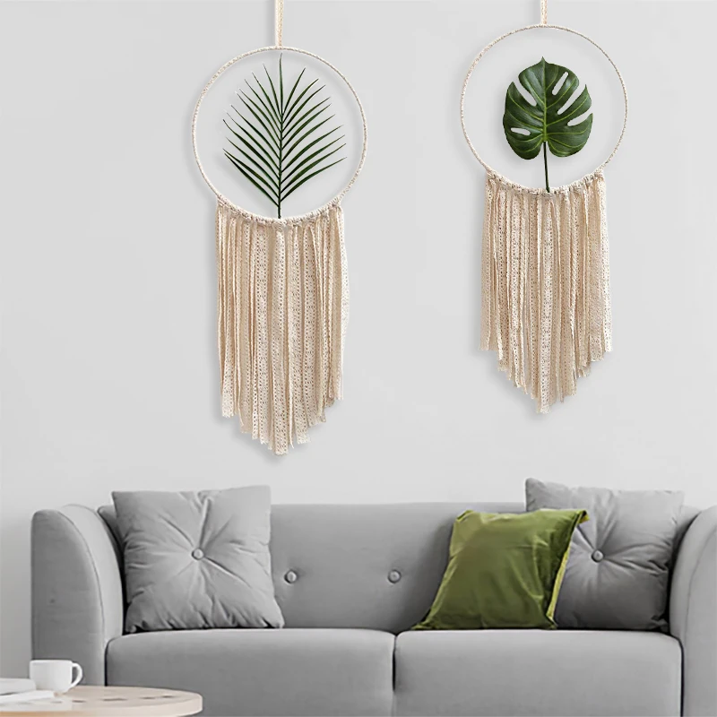 Macrame Hanging Wall Tapestry Catcher Plants Dream Boho Decor artificielle feuilles | Дом и сад