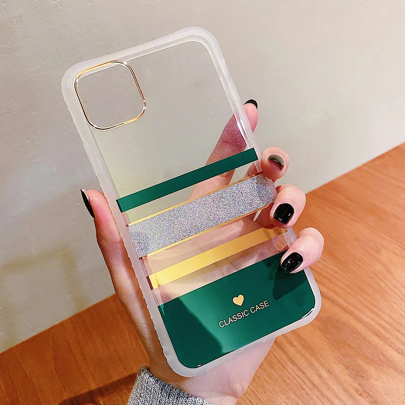 Модный Блестящий чехол для телефона iPhone XR X XS Max 7 8 6 6s Plus, мягкий IMD Блестящий Прозрачный чехол для iPhone 11
