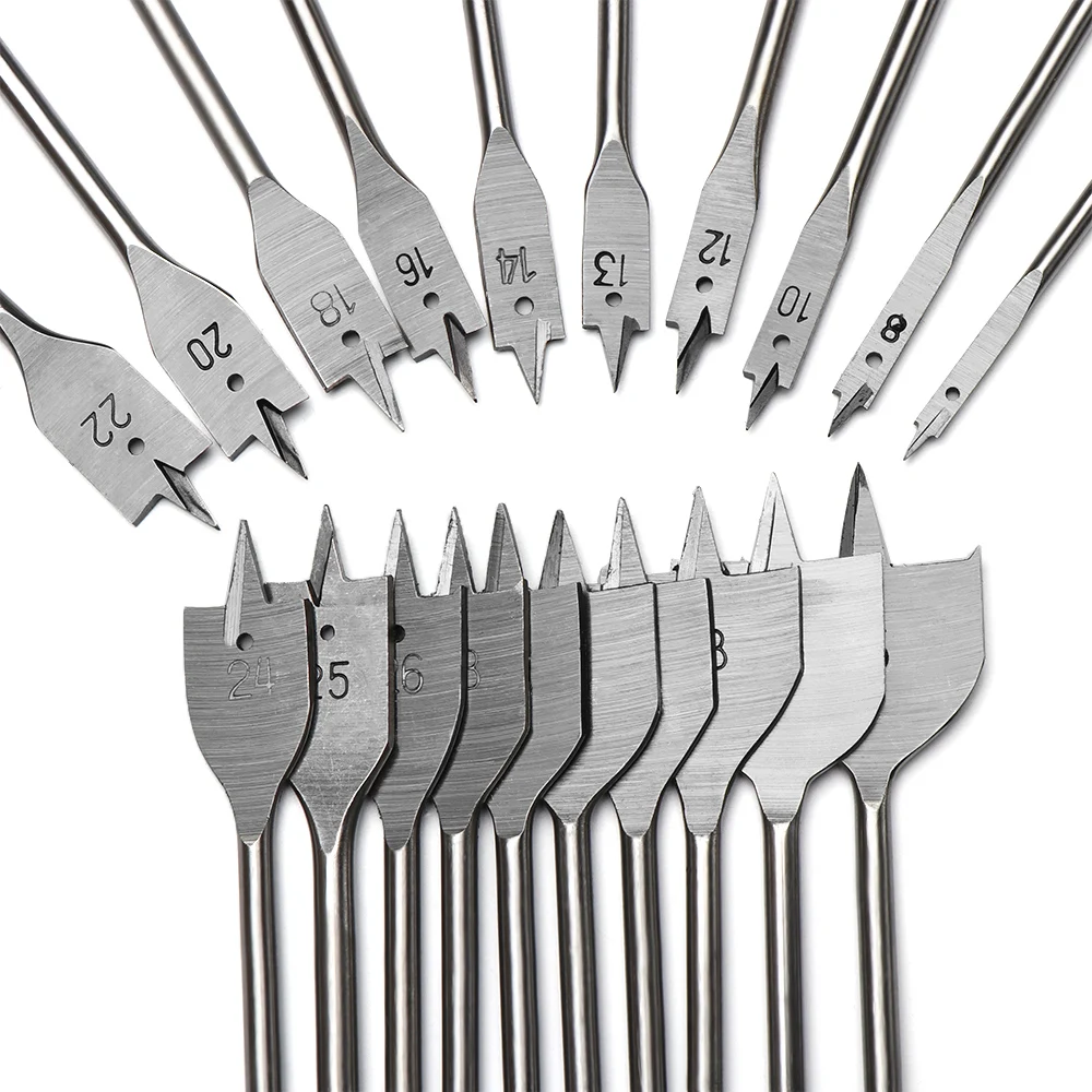 

6-45MM High-Carbon Steel Wood Flat Drills Set Hand Drill Bits Durable Titanium Coated Spade Woodworking Power Tool Accessories