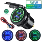 Зарядное устройство с двумя USB-портами, 12 В24 В, 36 Вт, QC 3,0, водонепроницаемый, универсальный, для мотоцикла, автомобиля, грузовика, лодки, планшета, GPS