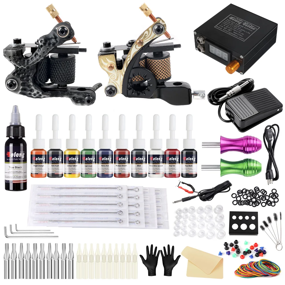 

Tattoo Kit Tattoo Machines Gun With Ink Power Supply Tattoo Grips Body Art Tools Complete Tattoo Set Accessories Supplies