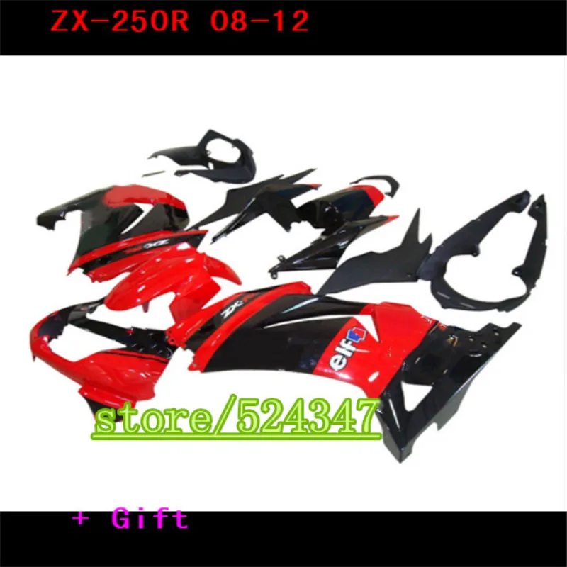 Красно черный комплект обтекателей для Kawasaki Ninja 250r 2008 2014 2009 2011 ( 100% fit ) zx250r 08 14